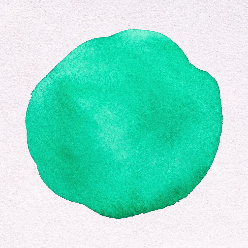 Simple green watercolor sticker, bright circle design psd