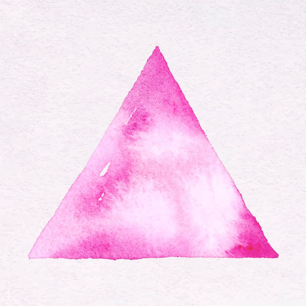 Simple pink watercolor sticker, bright triangle design vector