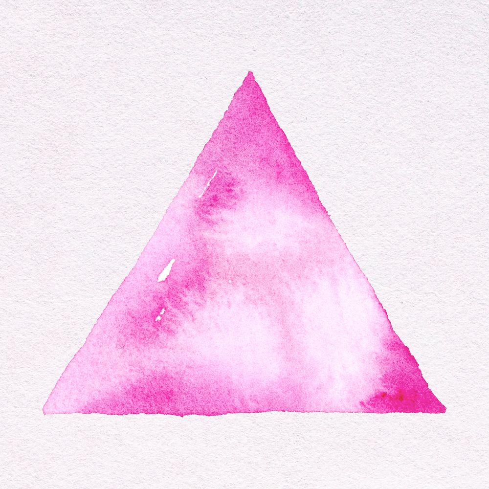 Simple pink watercolor sticker, bright triangle design psd