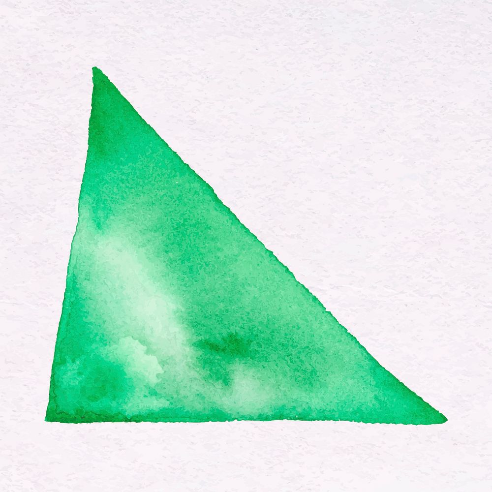 Simple green watercolor sticker, bright triangle design vector