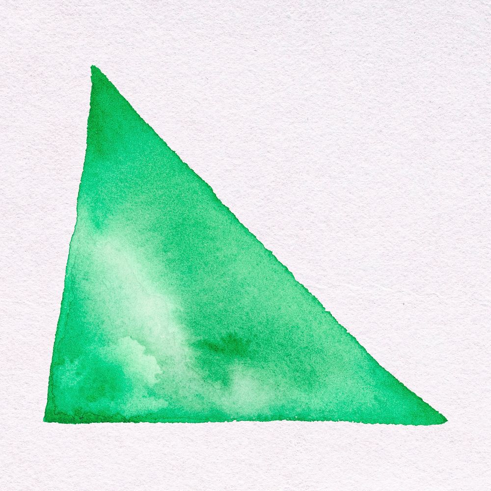 Simple green watercolor sticker, bright triangle design psd