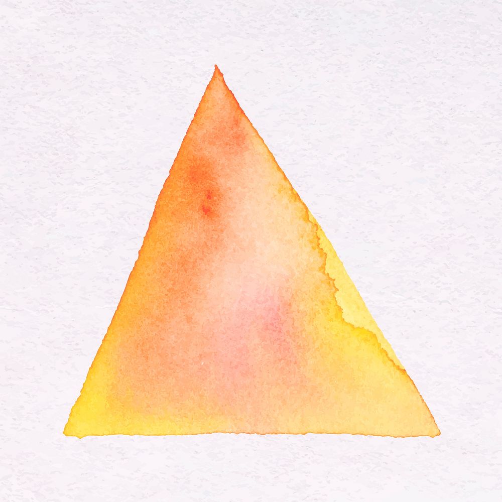 Simple orange watercolor sticker, bright triangle design vector