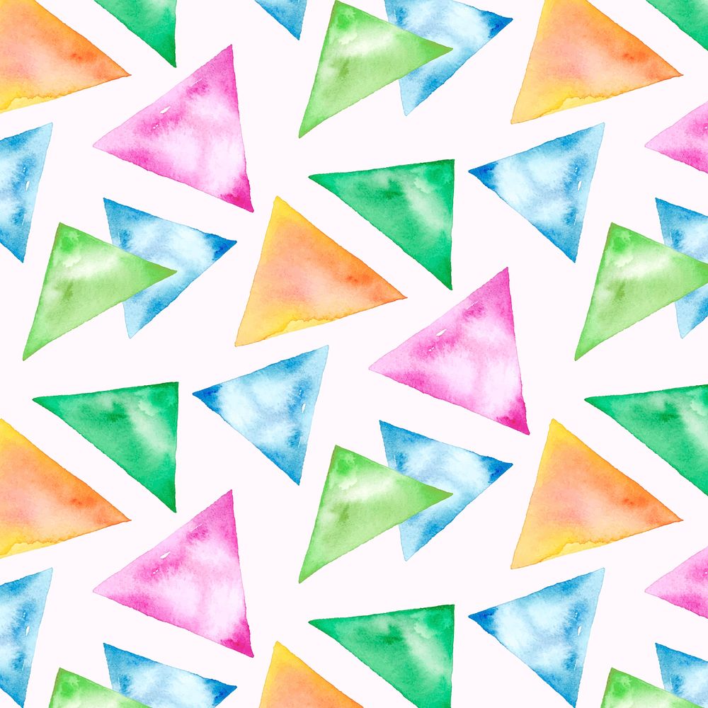Triangle seamless pattern, watercolor design vector