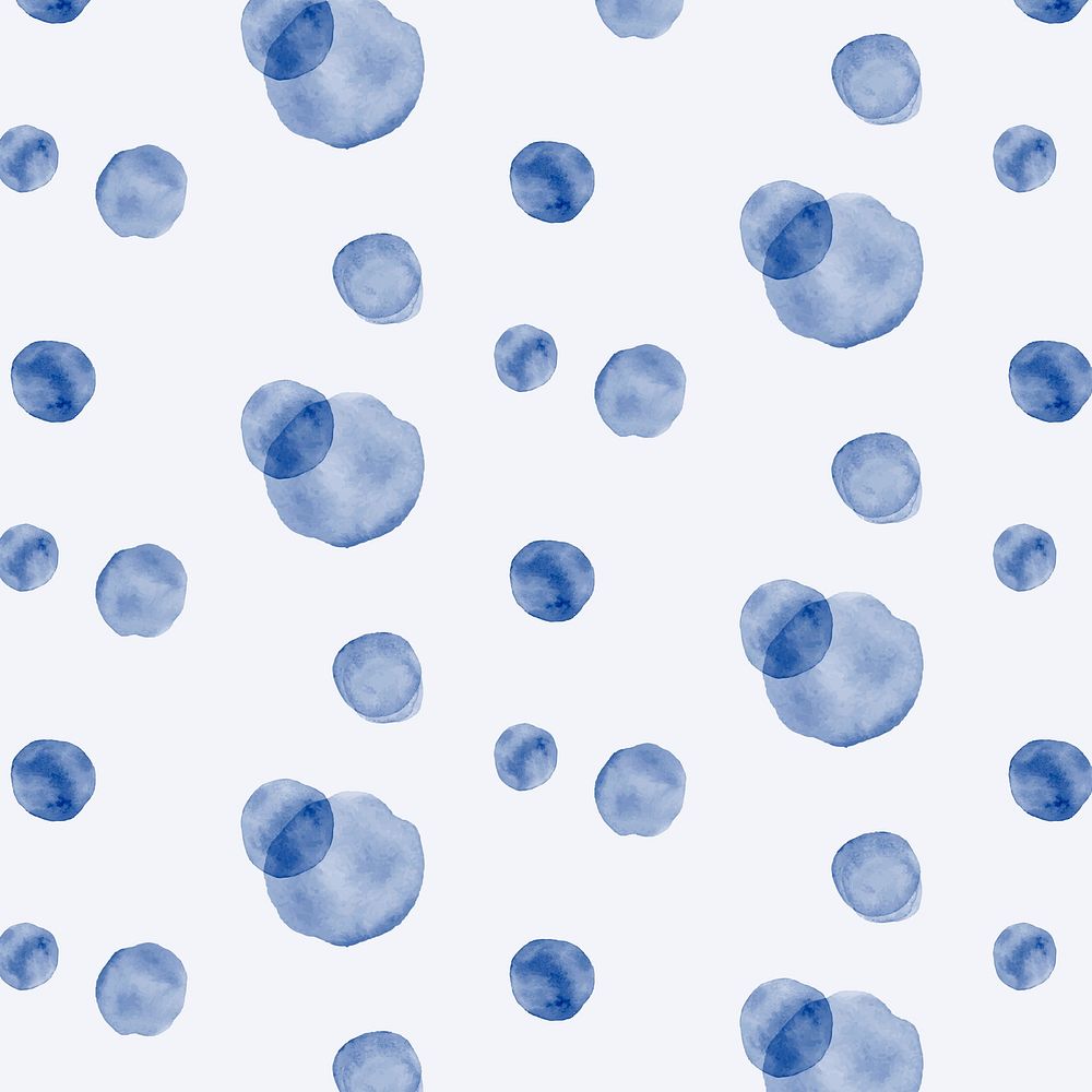 Polka dot seamless pattern, indigo blue watercolor design vector