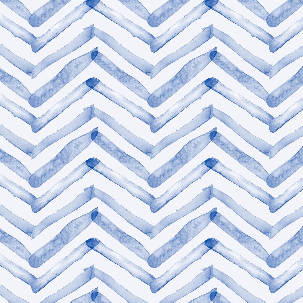 Chevron seamless pattern, indigo blue watercolor design vector