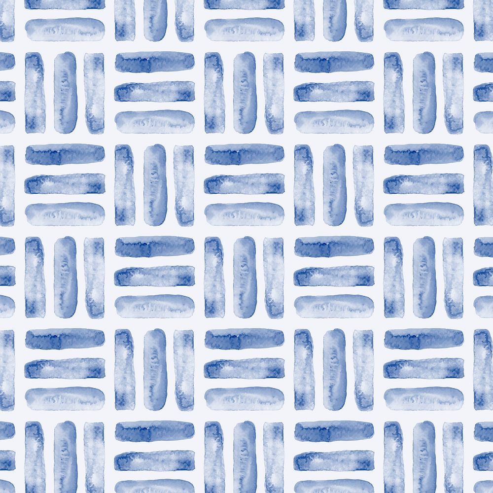 Blue geometric seamless pattern, aesthetic watercolor design