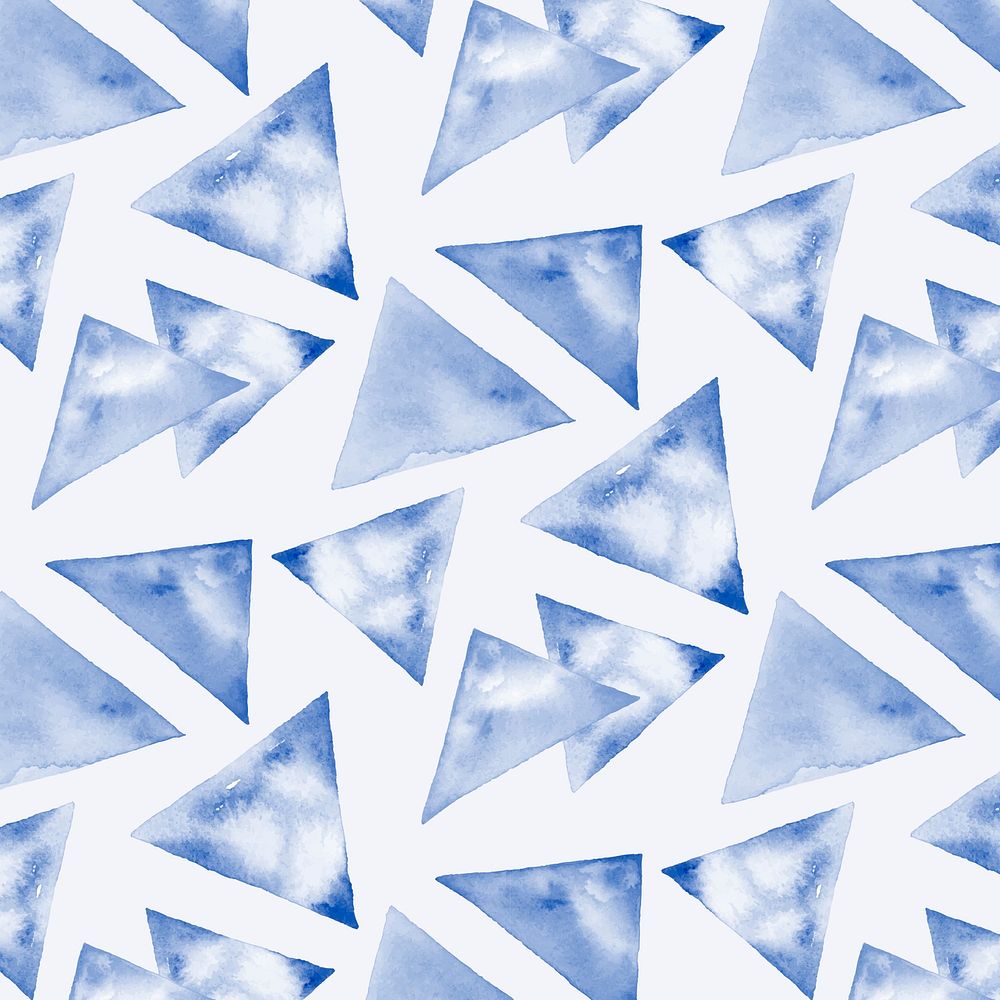 Triangle seamless pattern, indigo blue watercolor design vector