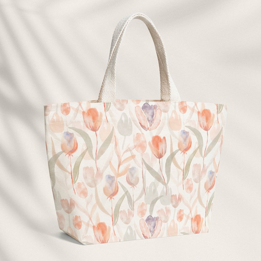 Tote bag with tulip floral design