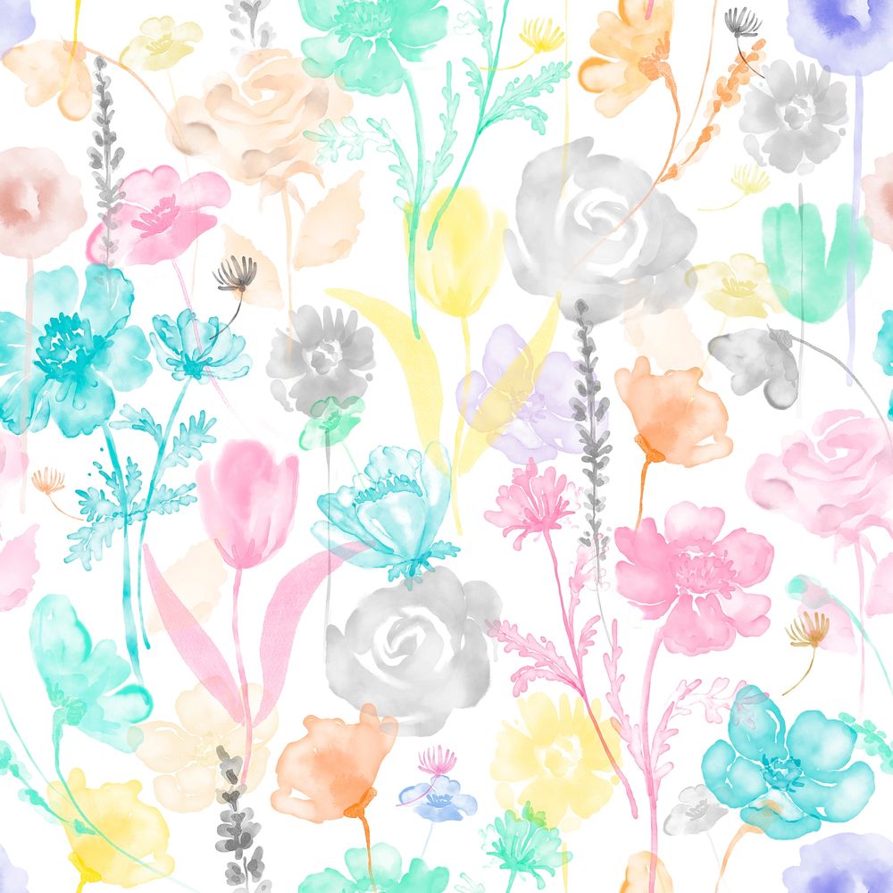 Colorful floral background, seamless pattern flowers graphic psd