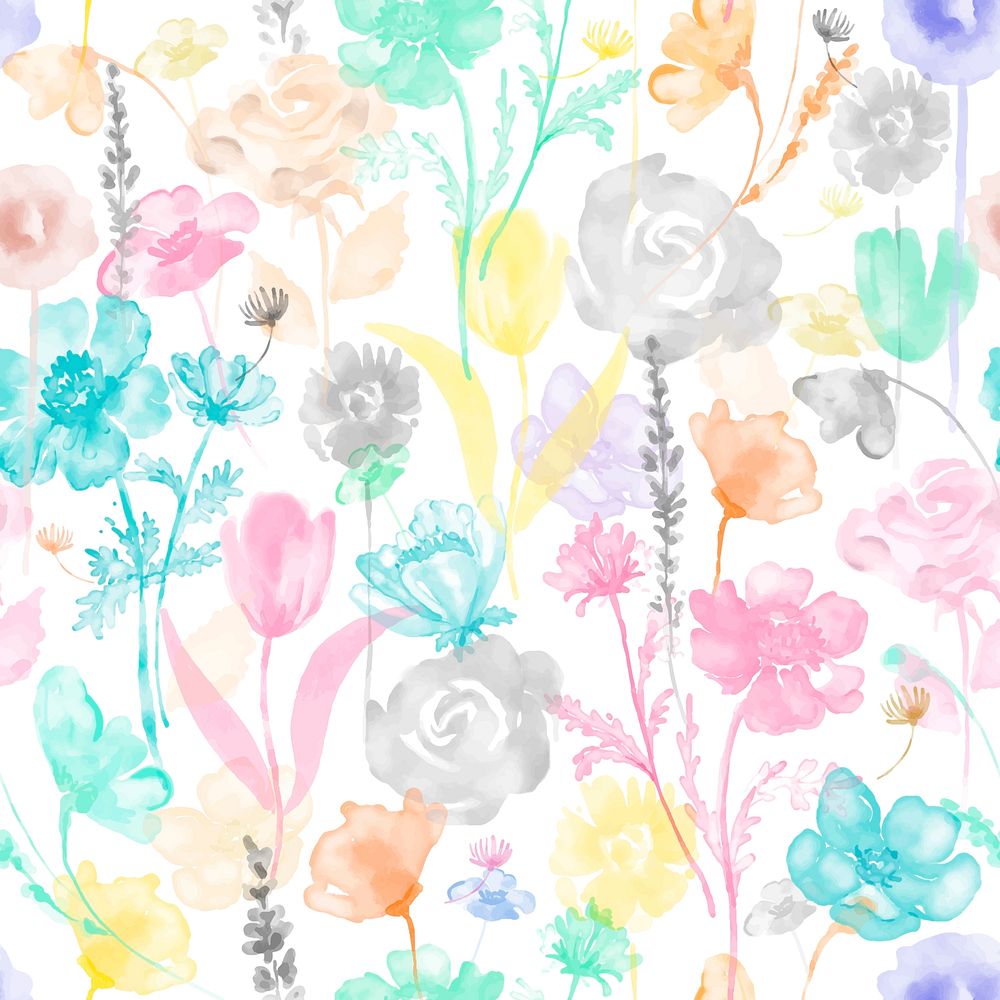Colorful floral background, seamless pattern flowers graphic vector