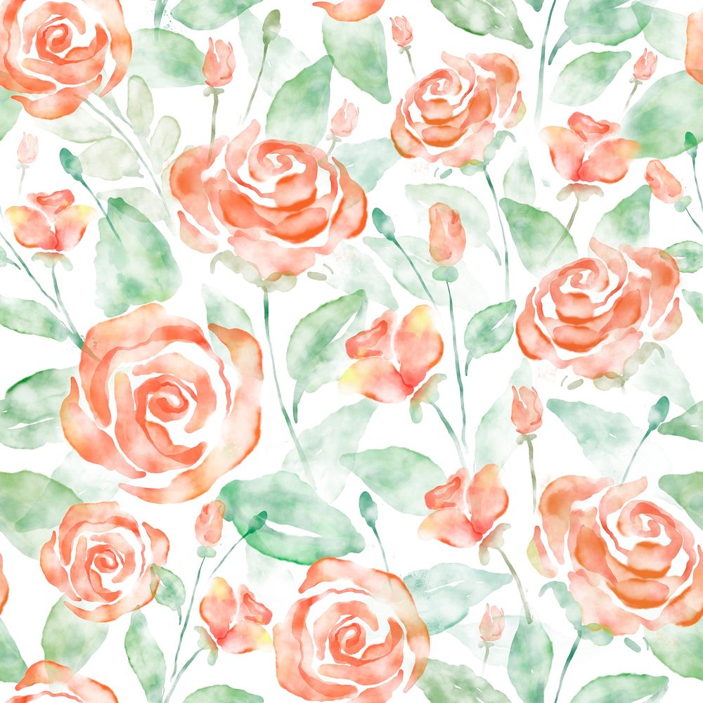 Rose flower background, seamless pattern watercolor graphic psd