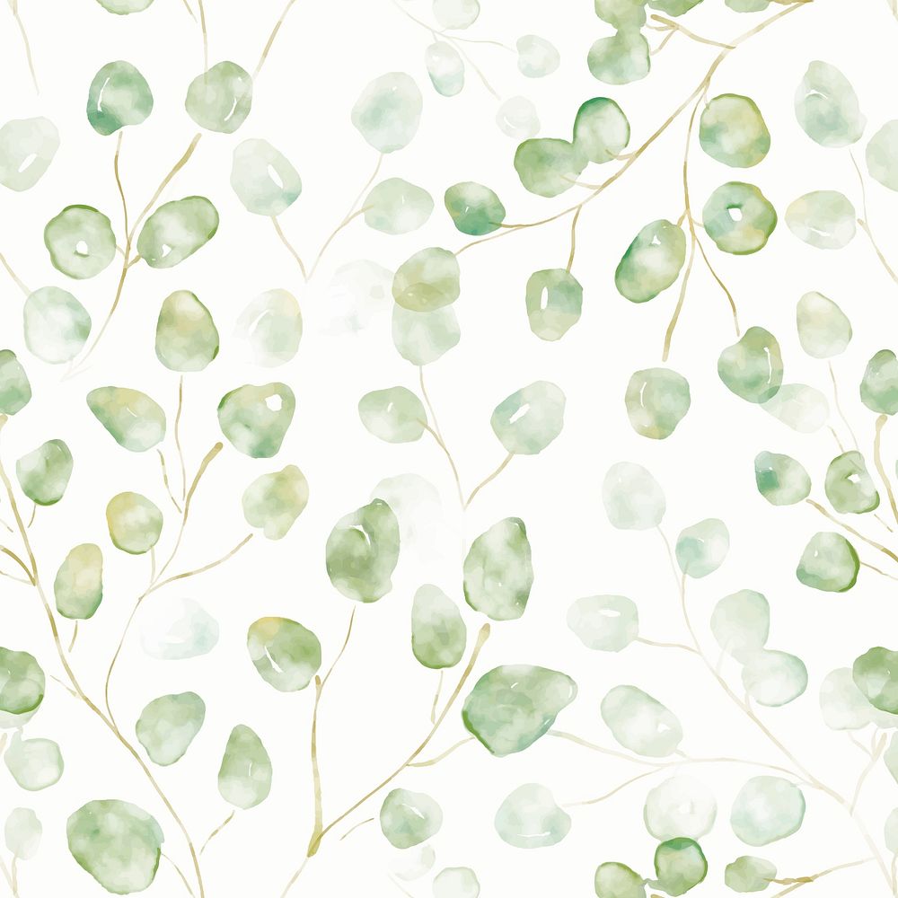 Botanical background, seamless pattern watercolor green graphic vector