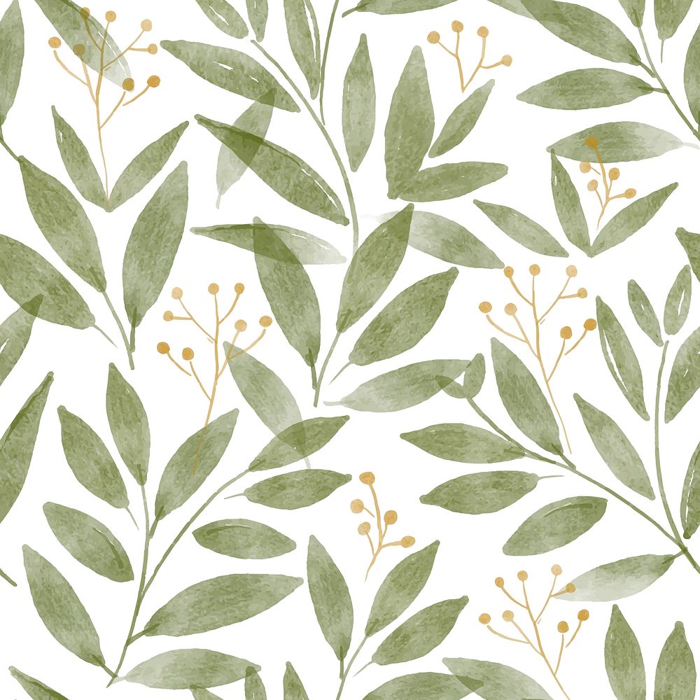 Botanical background, seamless pattern watercolor leaves graphic vector