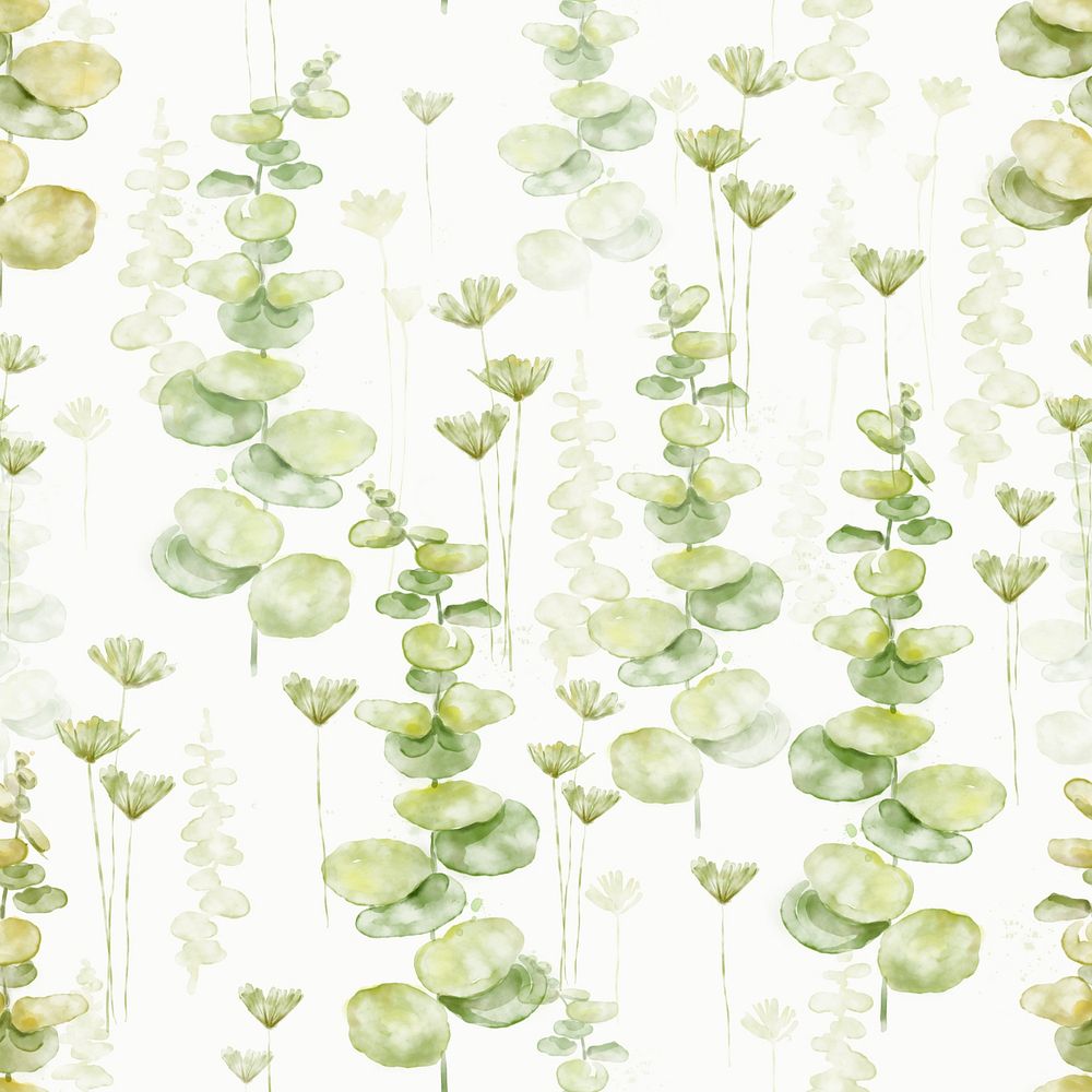 Watercolor eucalyptus leaves background, seamless pattern graphic psd
