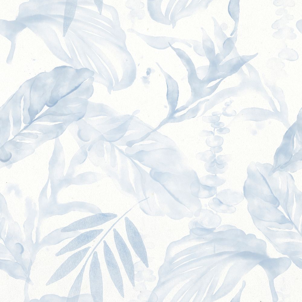 Watercolor nature background, seamless pattern blue leaf graphic