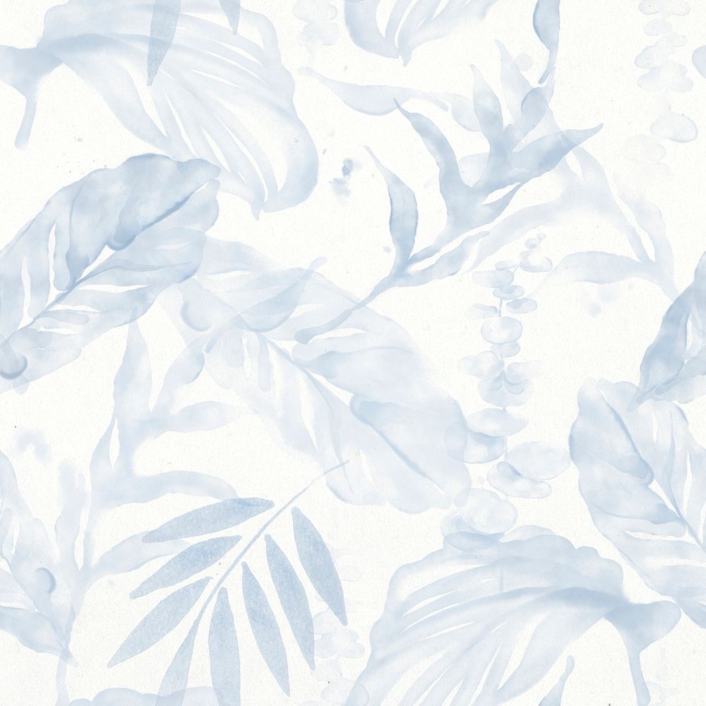 Blue botanical background, seamless pattern leaves graphic psd