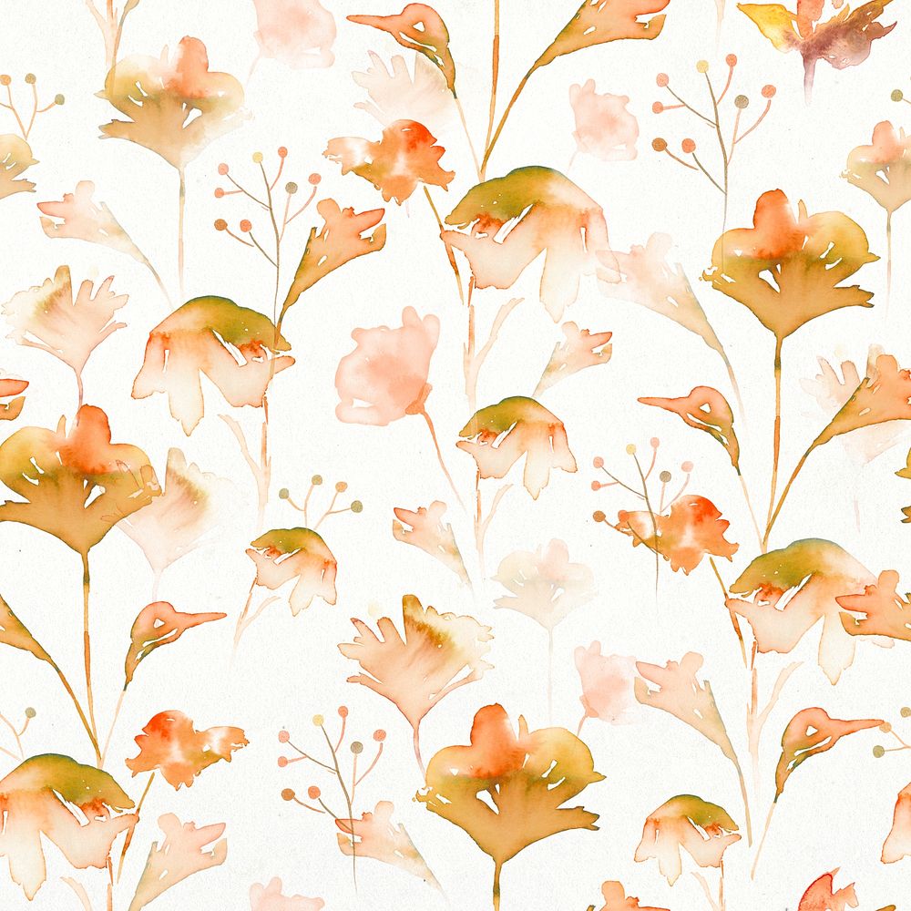 Botanical background, seamless pattern watercolor orange graphic psd