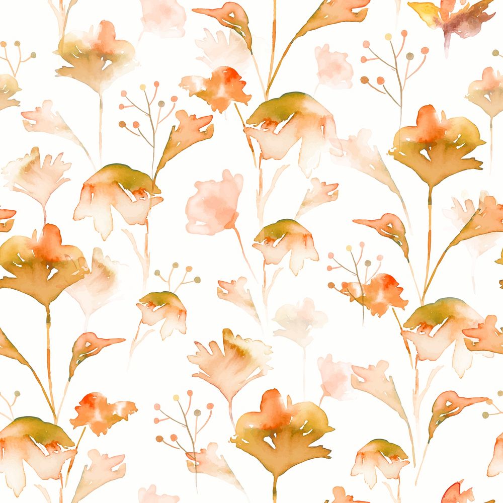 Botanical background, seamless pattern watercolor orange graphic vector