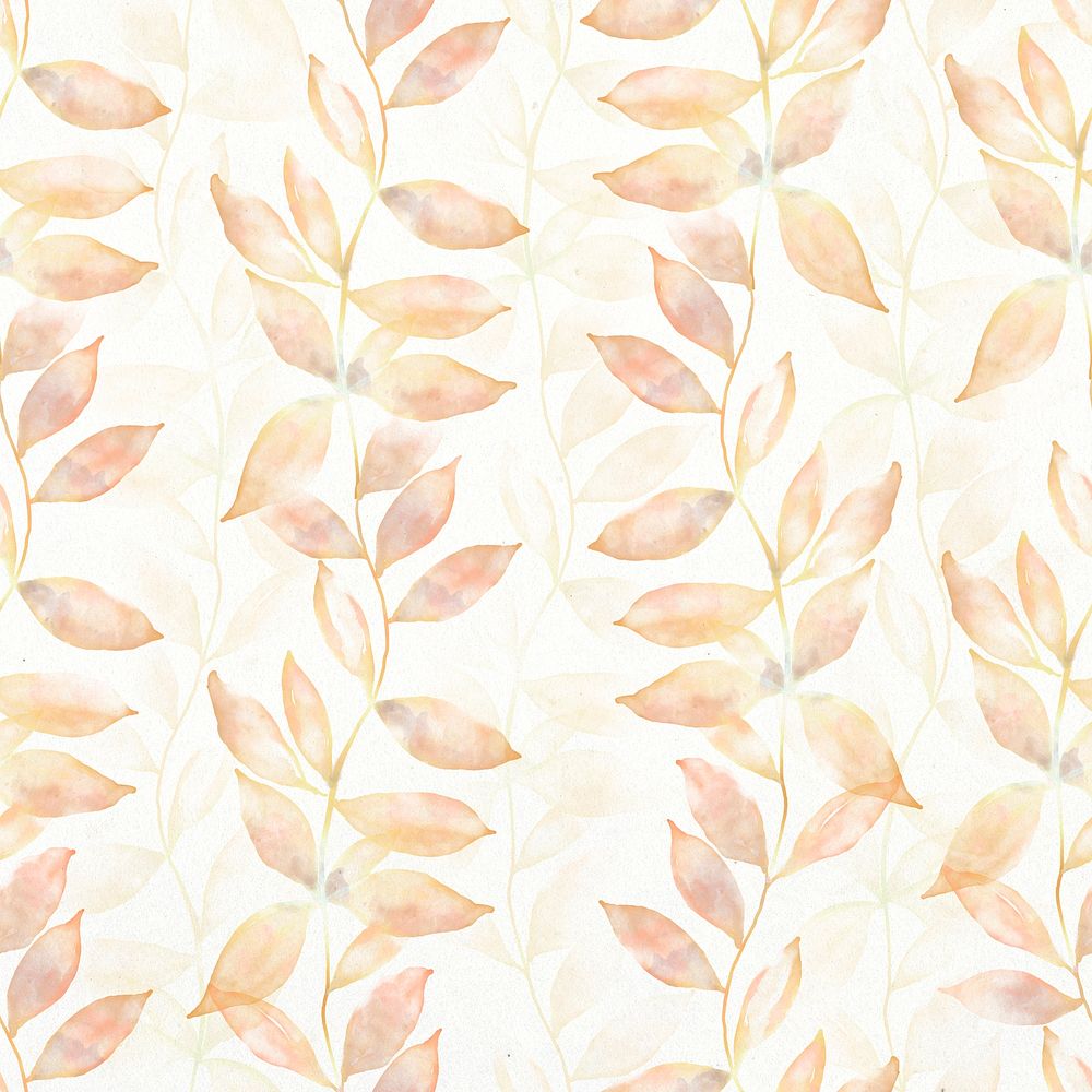 Watercolor nature background, seamless pattern orange leaf graphic