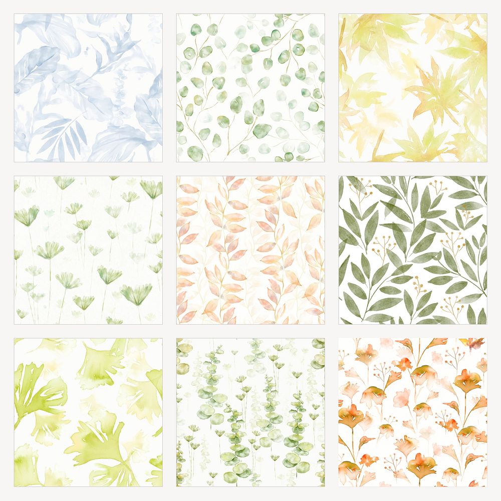 Botanical background, seamless pattern watercolor graphic vector