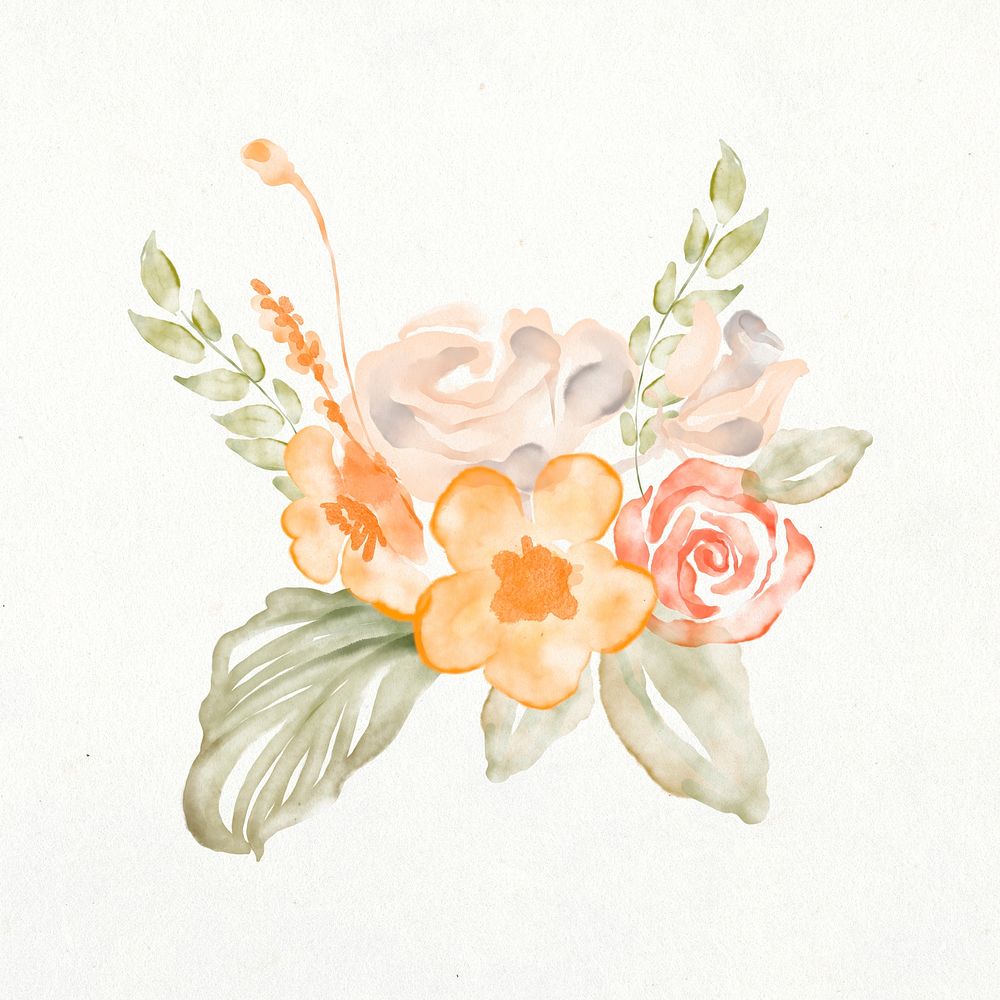 Flower bouquet illustration, watercolor design