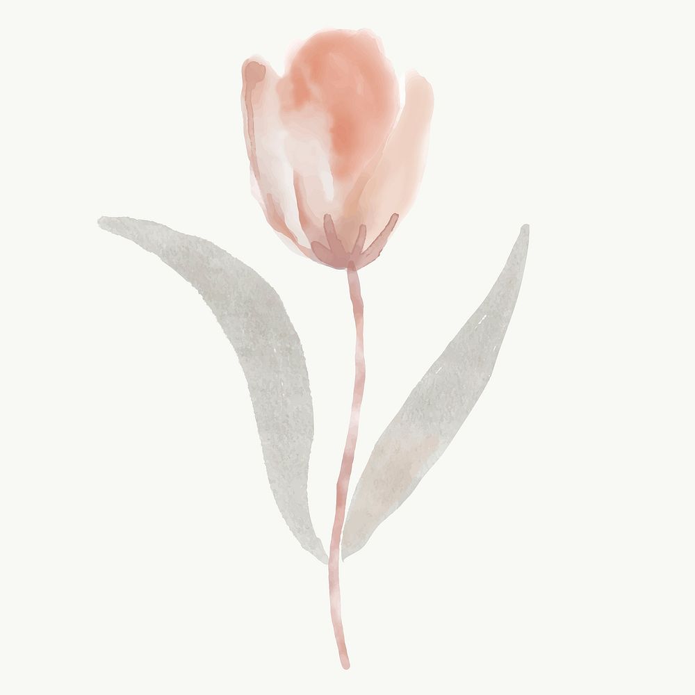Tulip sticker, floral watercolor design vector