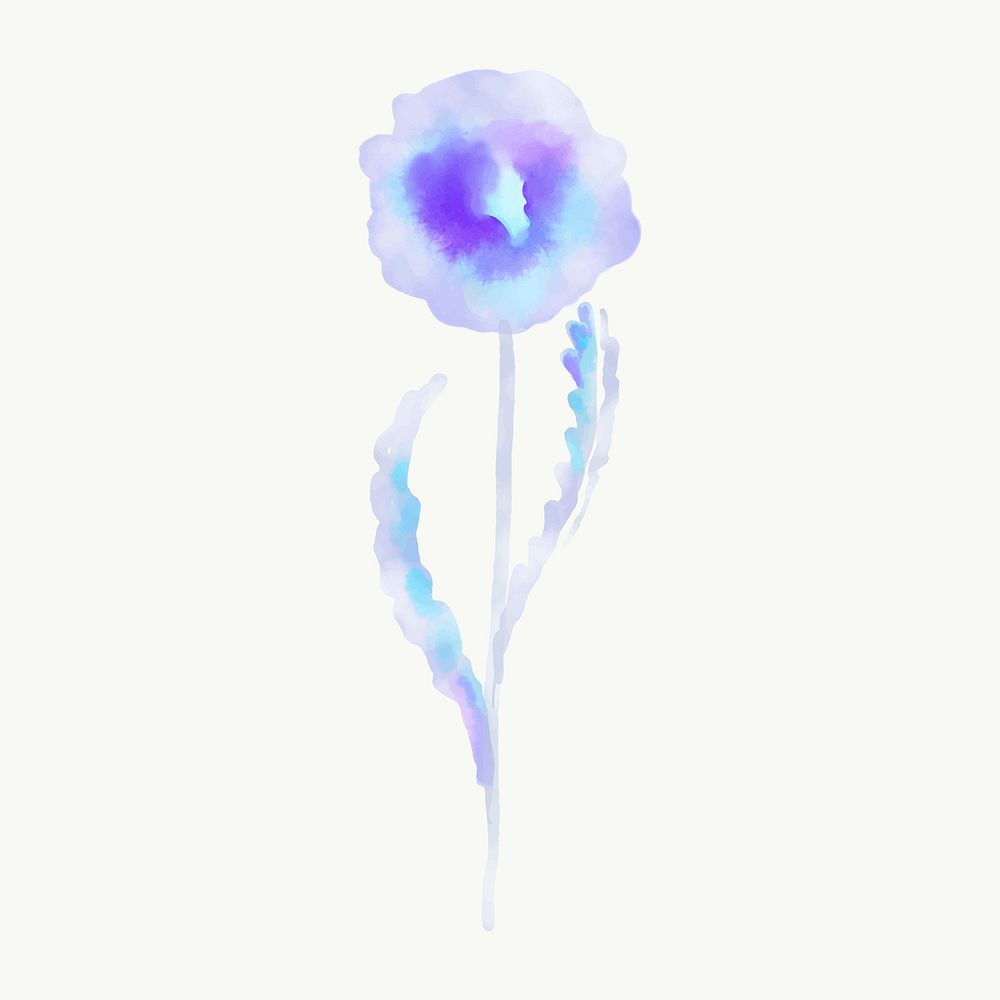 Dandelion flower sticker, floral watercolor design vector
