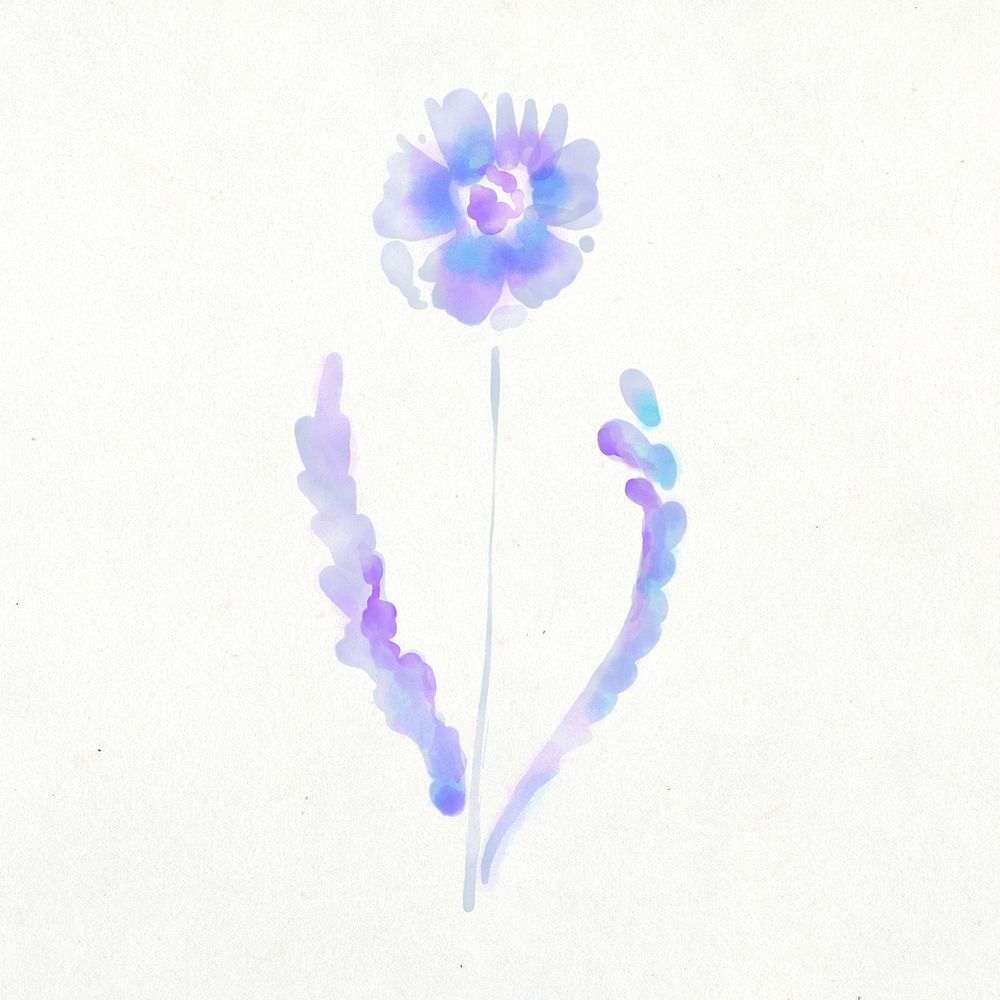 Purple flower clipart, watercolor illustration