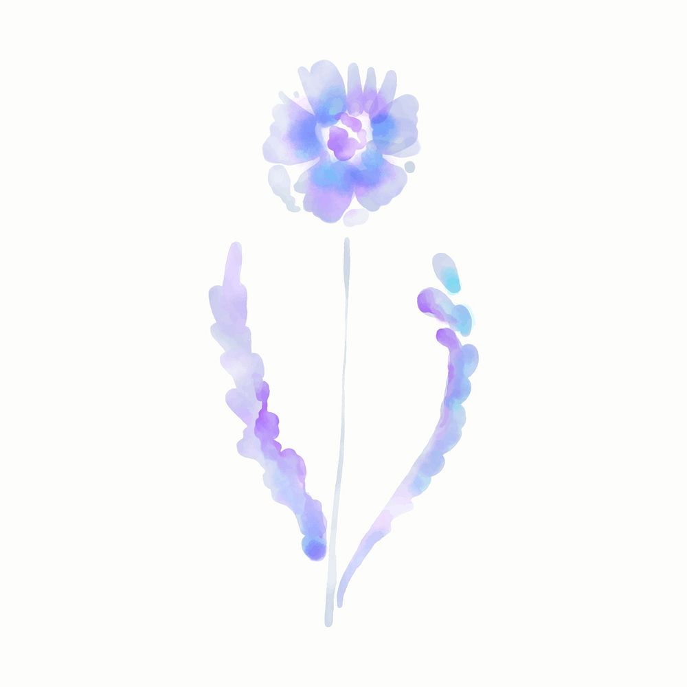 Purple flower sticker, floral watercolor design vector