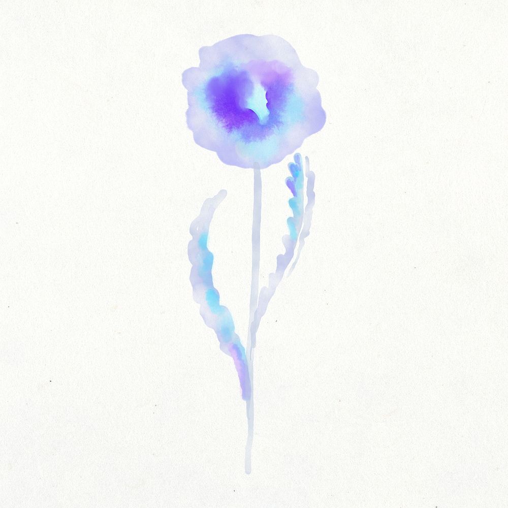 Dandelion flower clipart, watercolor purple illustration