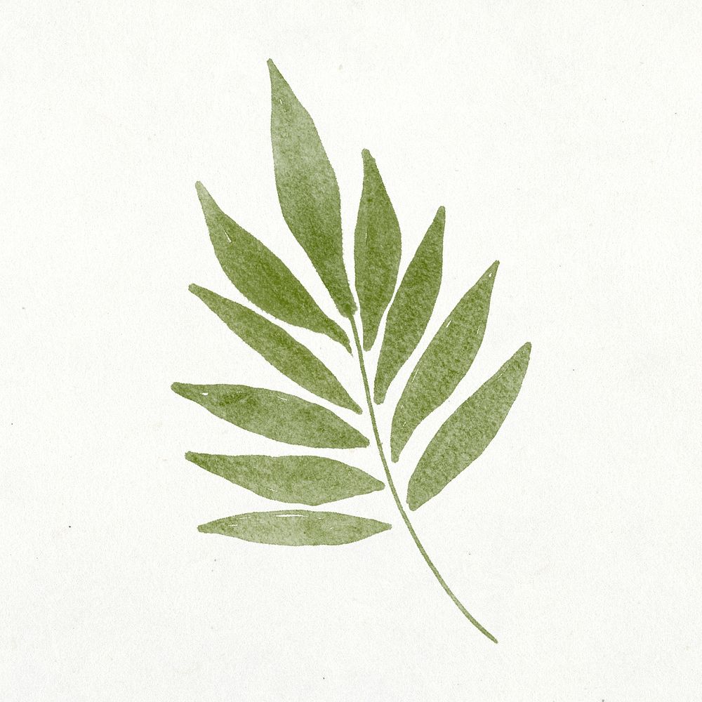 Leaf sticker, botanical watercolor design psd