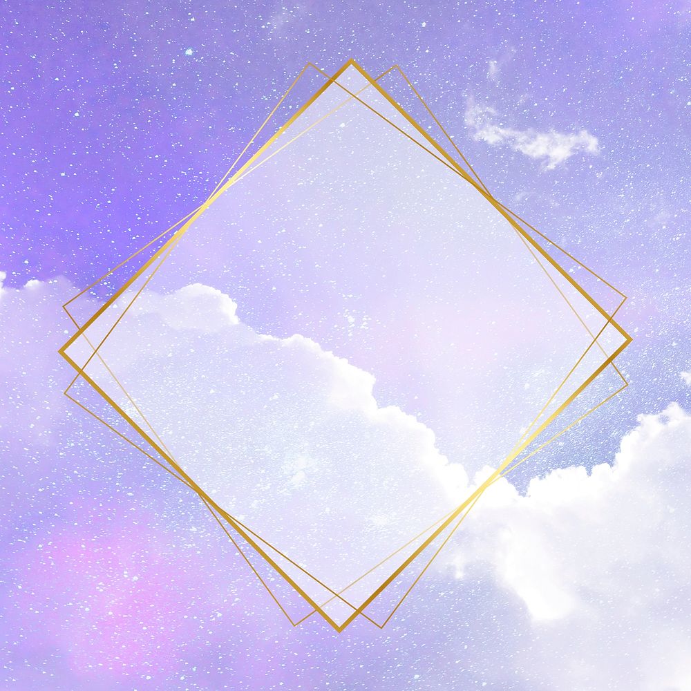 Purple frame, dreamy clouds design psd