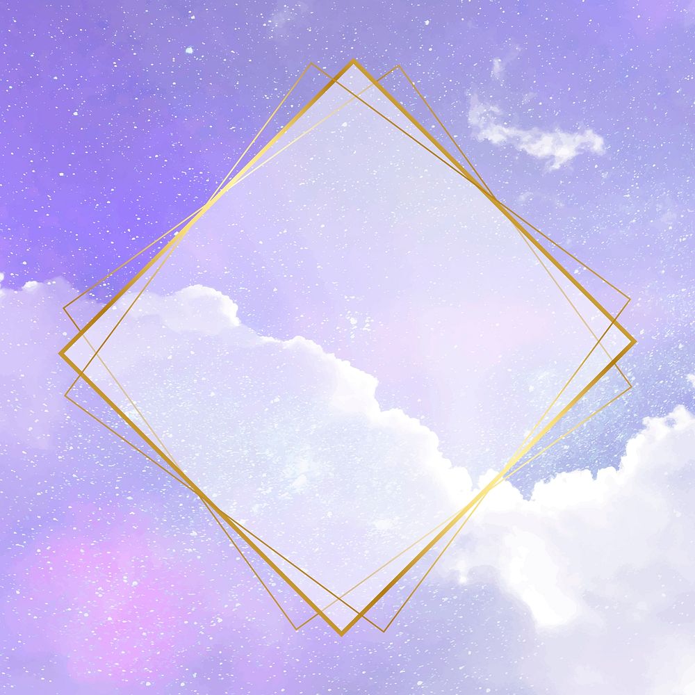 Gold frame, dreamy cloud design vector