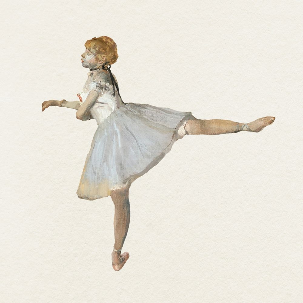 Porcelain ballerina figure illustration psd