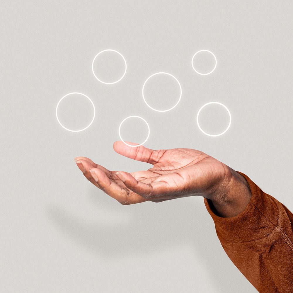 Open to possibilities, hand with empty circles psd
