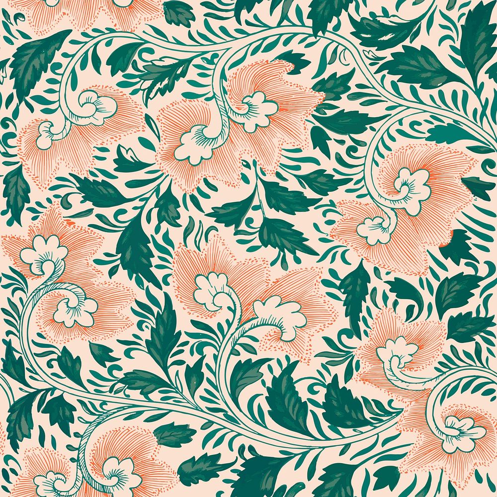 Chinese vintage seamless pattern flower background, decorative oriental art vector