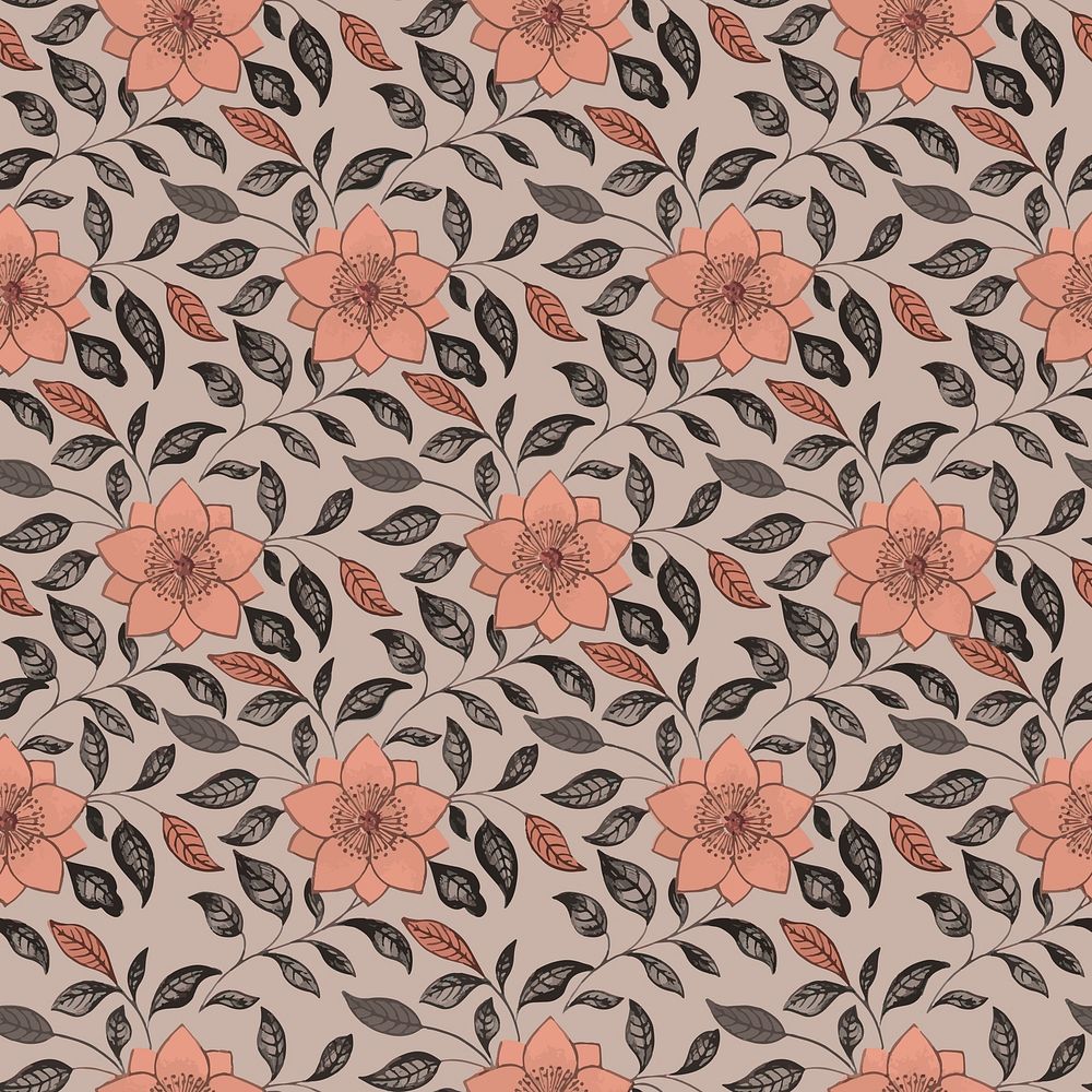 Vintage seamless pattern flower background, colorful oriental flower graphic vector