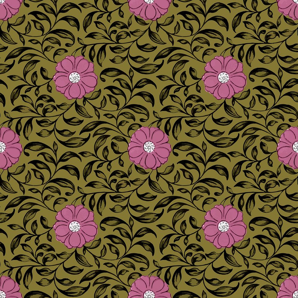 Chinese vintage seamless pattern flower background, decorative oriental art vector