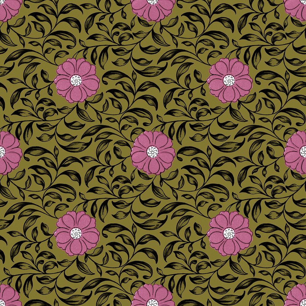 Decorative seamless pattern floral background, traditional flower art psd