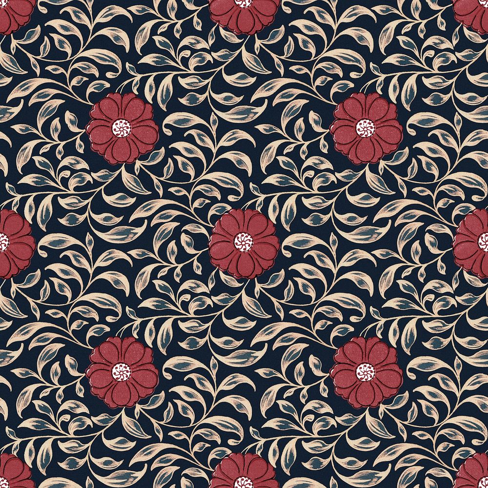 Decorative seamless pattern floral background, traditional flower art