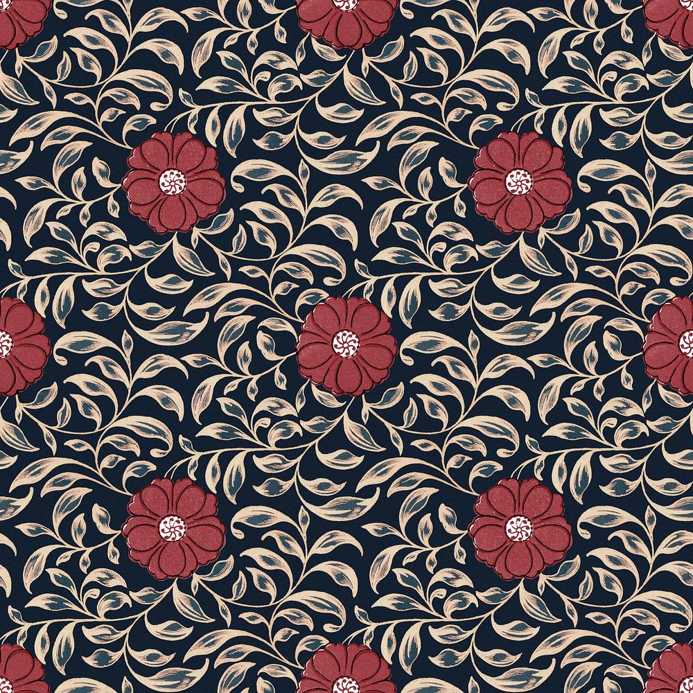 Vintage seamless pattern flower background, oriental flower graphic psd
