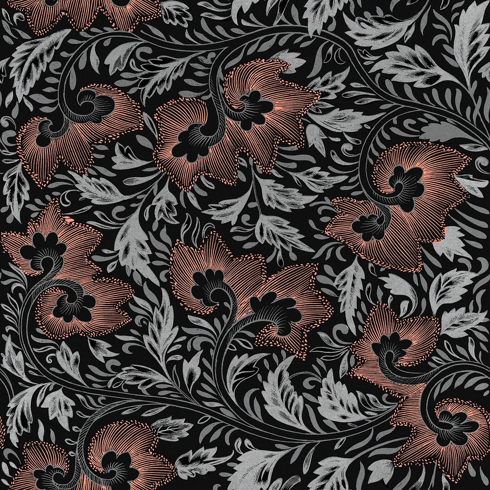 Vintage seamless pattern flower background, colorful oriental flower graphic psd