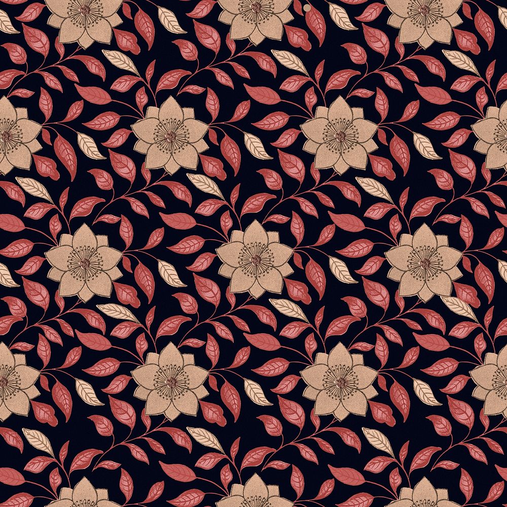 Vintage seamless pattern flower background, colorful oriental flower graphic psd
