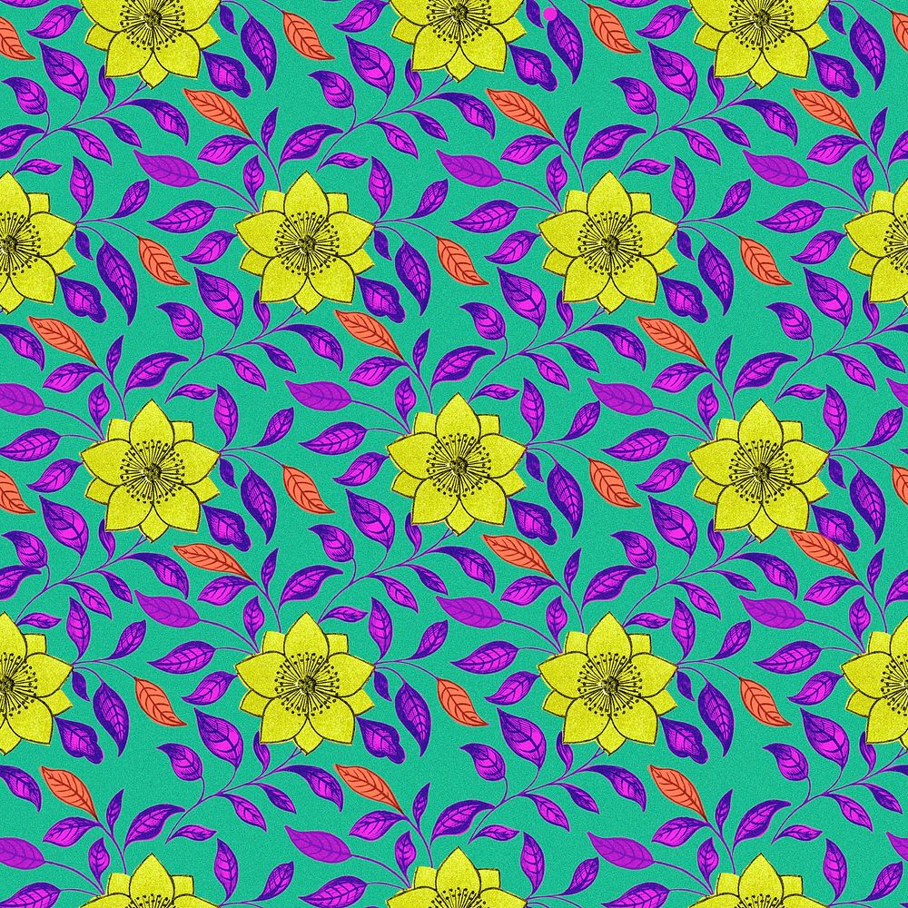 Vintage seamless pattern flower background, colorful oriental flower graphic