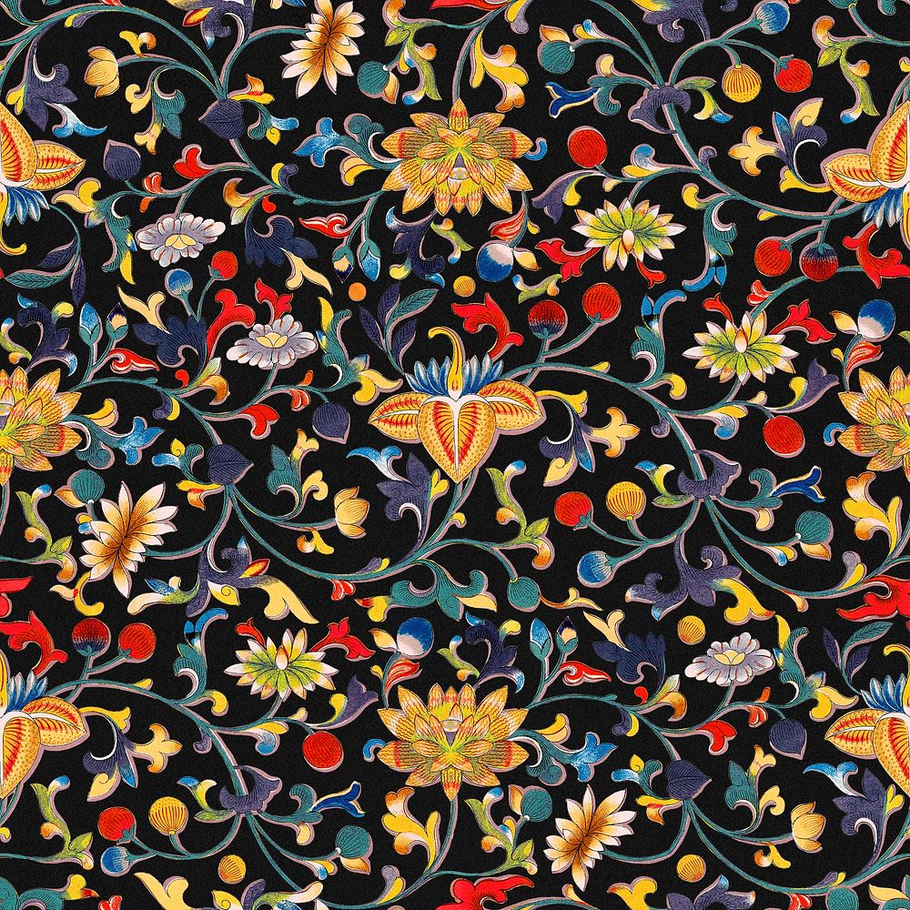 Chinese vintage seamless pattern flower background, decorative oriental art
