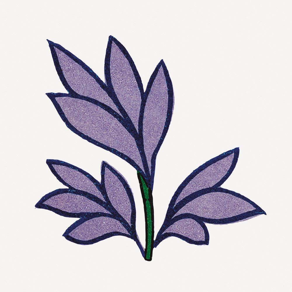 Purple leaf clipart, vintage aesthetic Chinese art vector