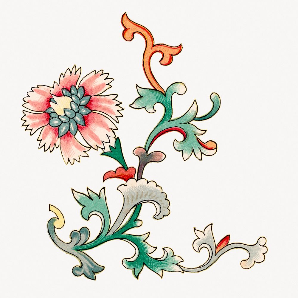 Oriental flower illustration, aesthetic design​​​​​​