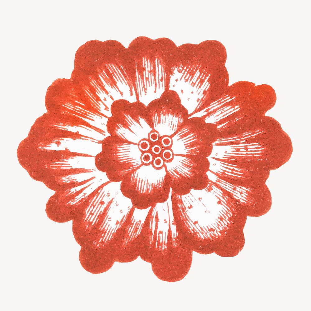 Red flower collage element, vintage | Premium Vector Illustration ...