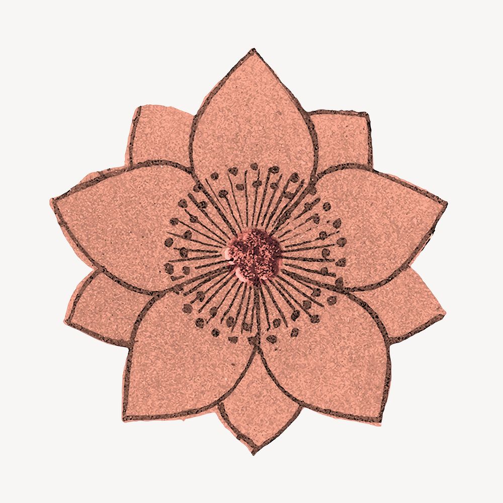Oriental flower clipart, aesthetic illustration vector