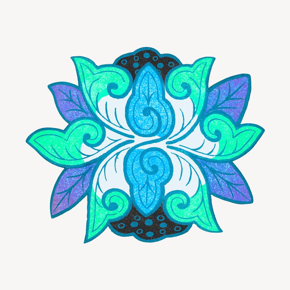 Oriental flower graphic, aesthetic illustration vector
